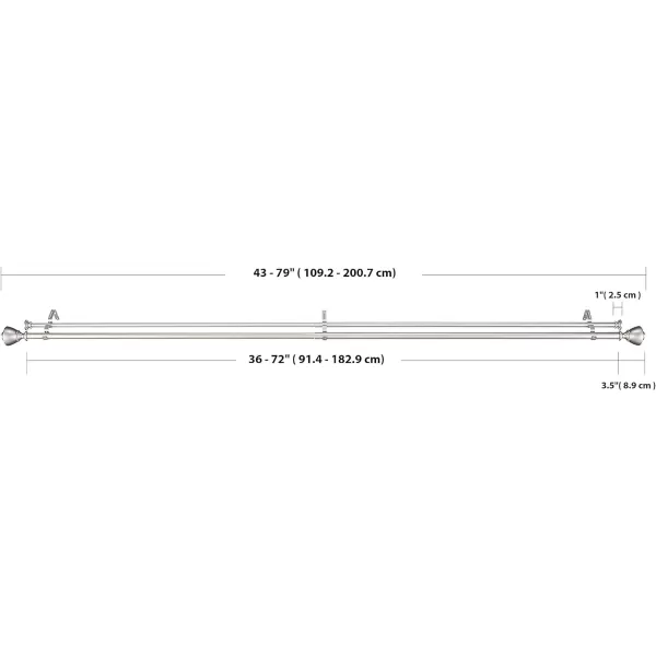 Amazon Basics 1Inch Wall Curtain Rod with Urn Finials 36 to 72 NickelNickel