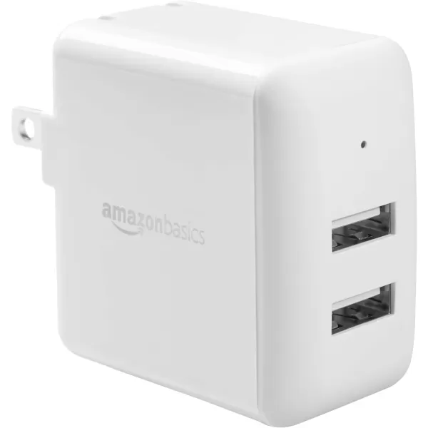 Amazon Basics 24W TwoPort USBA Wall Charger 12W 24A per port for Phones iPhone 1514131211X Samsung and more nonPPS BlackWhite