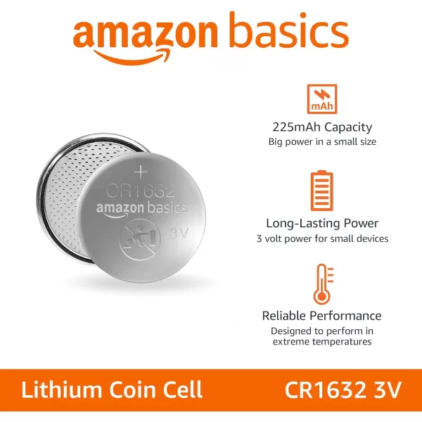 Amazon Basics 2Pack CR1632 Lithium Coin Cell Battery 3 Volt Long Lasting Power MercuryFree6 Count Pack of 1