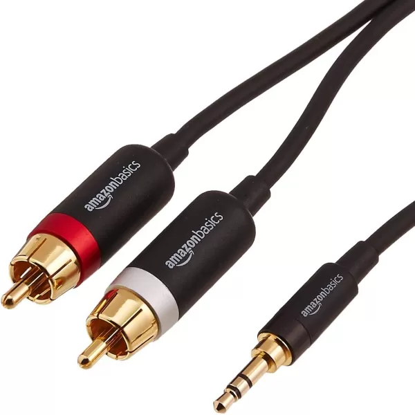 Amazon Basics 35mm to 2Male RCA Adapter Audio Stereo Cable For Speaker 25 Feet15 Feet