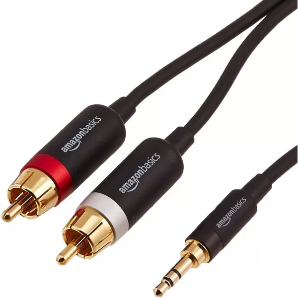 Amazon Basics 35mm to 2Male RCA Adapter Audio Stereo Cable For Speaker 25 Feet4 Feet