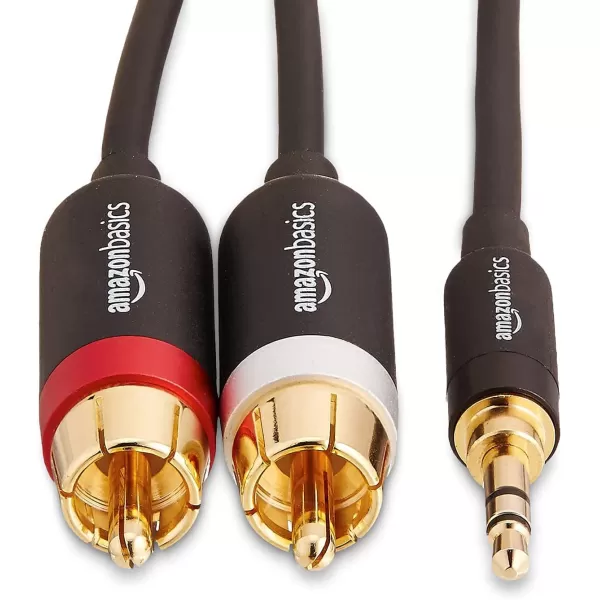 Amazon Basics 35mm to 2Male RCA Adapter Audio Stereo Cable For Speaker 25 Feet4 Feet