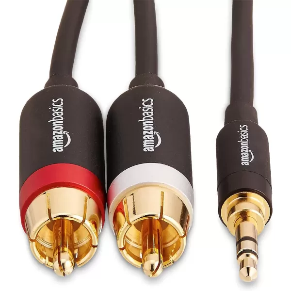 Amazon Basics 35mm to 2Male RCA Adapter Audio Stereo Cable For Speaker 25 Feet8 Feet