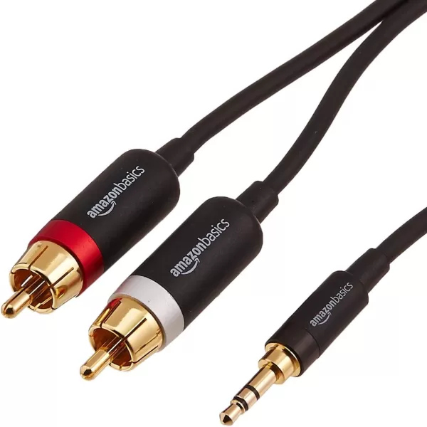 Amazon Basics 35mm to 2Male RCA Adapter Audio Stereo Cable For Speaker 25 Feet8 Feet
