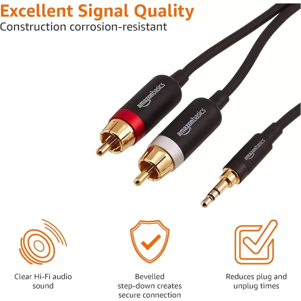 Amazon Basics 35mm to 2Male RCA Adapter Audio Stereo Cable For Speaker 25 Feet8 Feet