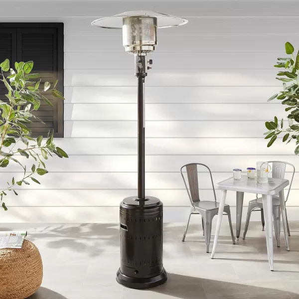 Amazon Basics 46000 BTU Outdoor Propane Patio Heater with Wheels Commercial  Residential Large BlackStainless SteelHavana Bronze