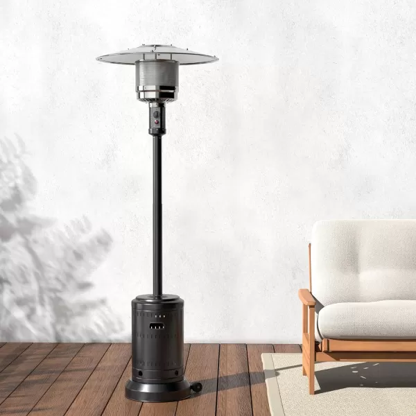 Amazon Basics 46000 BTU Outdoor Propane Patio Heater with Wheels Commercial  Residential Large BlackStainless SteelHavana Bronze