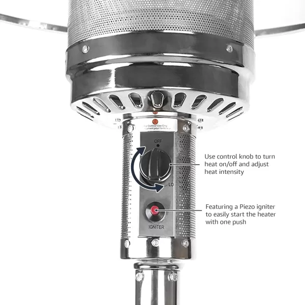 Amazon Basics 46000 BTU Outdoor Propane Patio Heater with Wheels Commercial  Residential Large BlackStainless SteelHavana Bronze