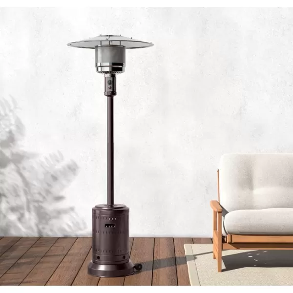 Amazon Basics 46000 BTU Outdoor Propane Patio Heater with Wheels Commercial  Residential Large BlackStainless SteelHavana Bronze