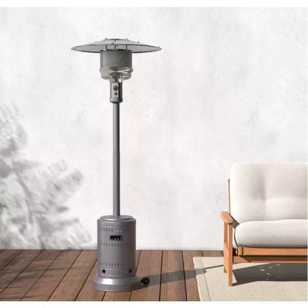 Amazon Basics 46000 BTU Outdoor Propane Patio Heater with Wheels Commercial  Residential Large BlackStainless SteelSlate Gray