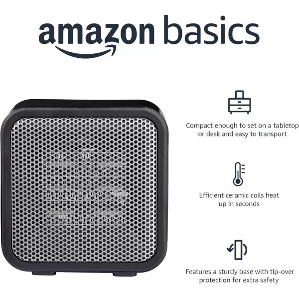Amazon Basics 500Watt Ceramic Small Space Personal Mini Heater  BlueBlack