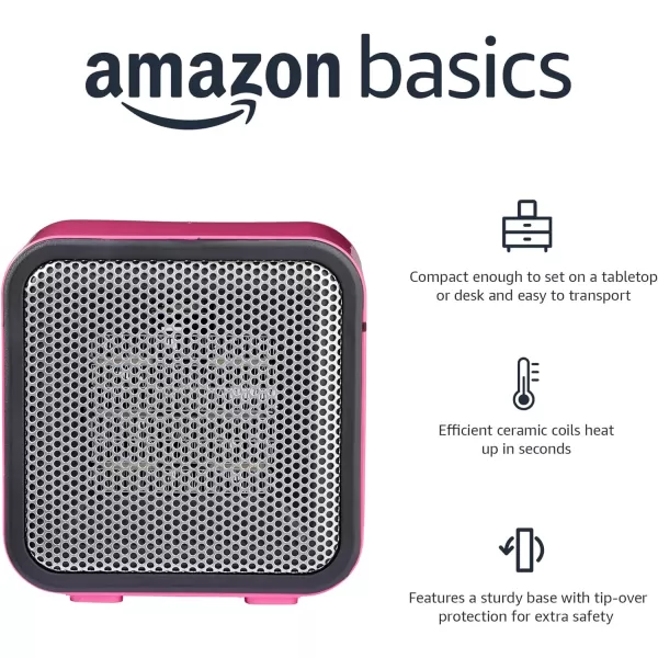 Amazon Basics 500Watt Ceramic Small Space Personal Mini Heater  BluePink
