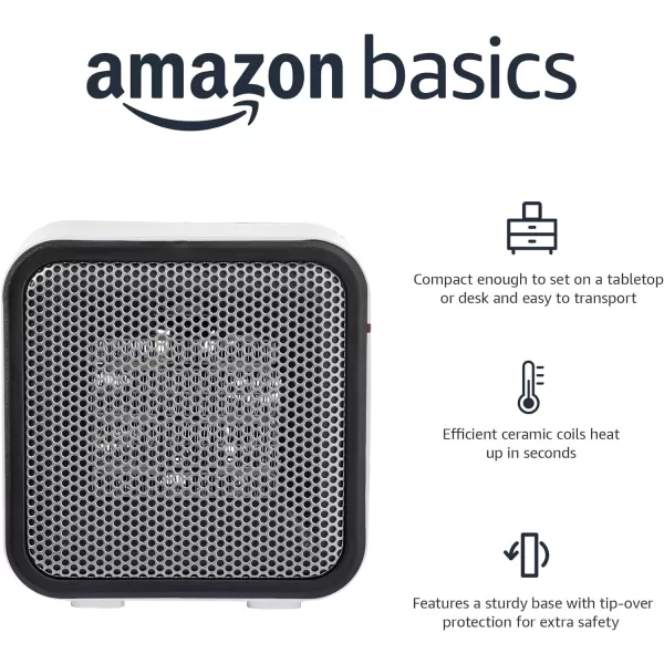 Amazon Basics 500Watt Ceramic Small Space Personal Mini Heater  BlueWhite