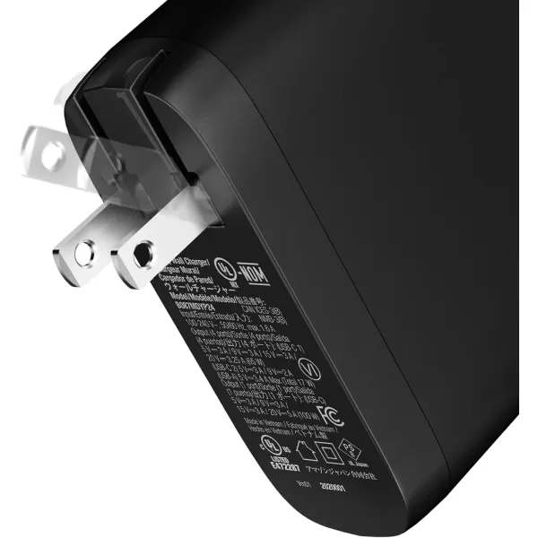 Amazon Basics 68W TwoPort GaN Wall Charger with 1 USBC 60W  1 USBA Ports 18W with PD for Laptops Tablets  Phones iPhone 1514131211XiPadMacPro Samsung  more nonPPS BlackBlack