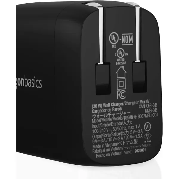 Amazon Basics 68W TwoPort GaN Wall Charger with 1 USBC 60W  1 USBA Ports 18W with PD for Laptops Tablets  Phones iPhone 1514131211XiPadMacPro Samsung  more nonPPS BlackBlack