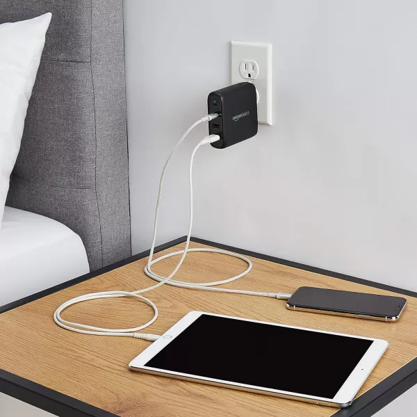Amazon Basics 68W TwoPort GaN Wall Charger with 1 USBC 60W  1 USBA Ports 18W with PD for Laptops Tablets  Phones iPhone 1514131211XiPadMacPro Samsung  more nonPPS BlackBlack