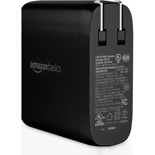 Amazon Basics 68W TwoPort GaN Wall Charger with 1 USBC 60W  1 USBA Ports 18W with PD for Laptops Tablets  Phones iPhone 1514131211XiPadMacPro Samsung  more nonPPS BlackBlack