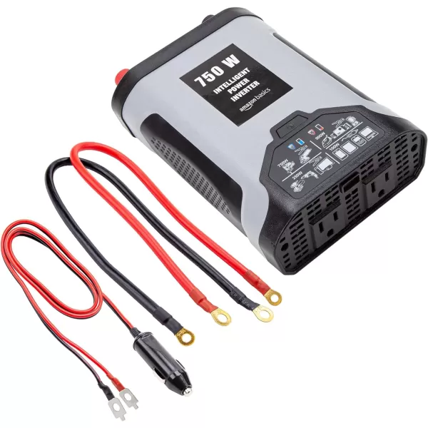 Amazon Basics 750W Car Power Inverter 12V to 110V for Vehicles Grey 834 x 52 x 22 inchesBlack