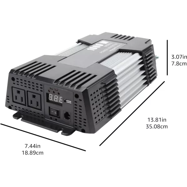 Amazon Basics 750W Car Power Inverter 12V to 110V for Vehicles Grey 834 x 52 x 22 inchesGrey