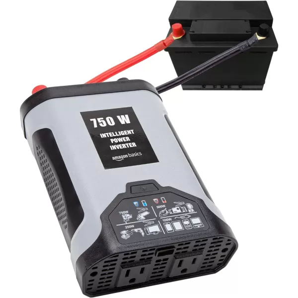 Amazon Basics 750W Car Power Inverter 12V to 110V for Vehicles Grey 834 x 52 x 22 inchesGrey