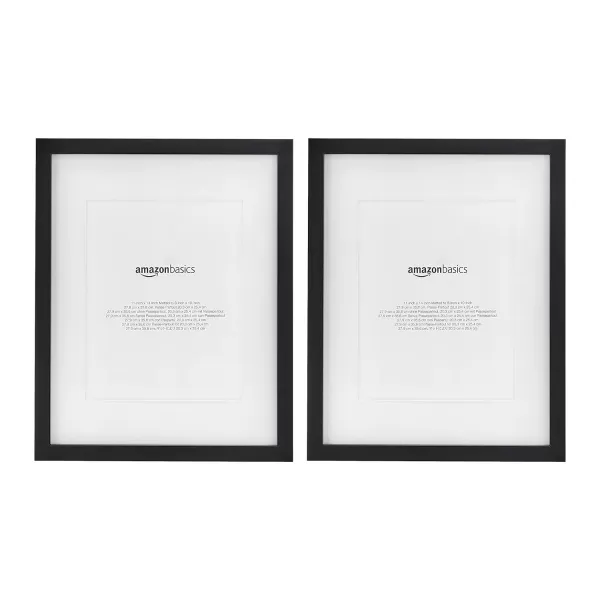 Amazon Basics 8 x 10 Rectangular Photo Picture Frame or 5 x 7 with Mat 2Pack BlackBlack