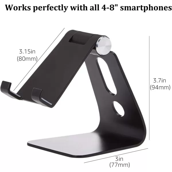 Amazon Basics Adjustable Aluminum Cell Phone Desk Stand for iPhone and Android BlackBlack