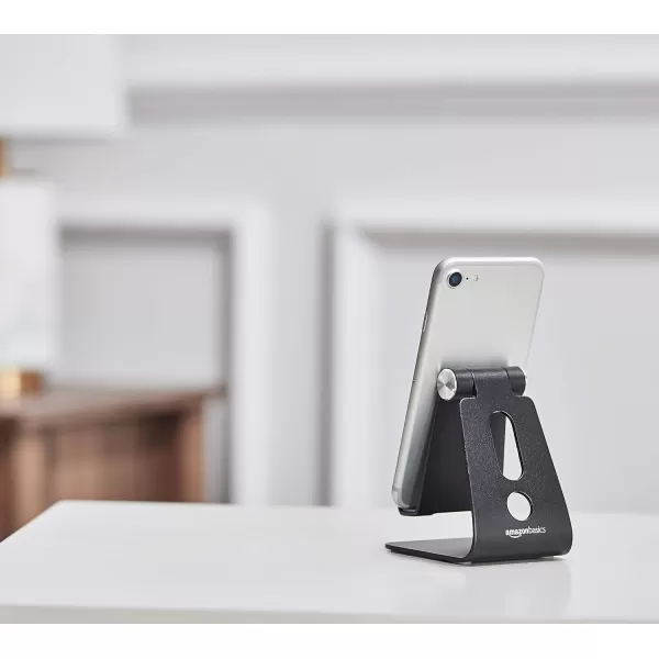 Amazon Basics Adjustable Aluminum Cell Phone Desk Stand for iPhone and Android BlackBlack