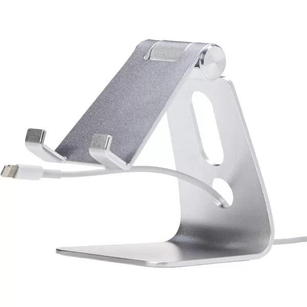 Amazon Basics Adjustable Aluminum Cell Phone Desk Stand for iPhone and Android BlackSilver