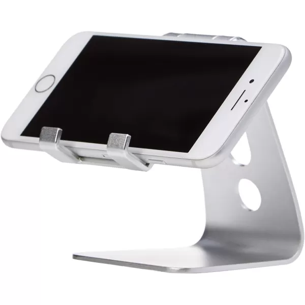 Amazon Basics Adjustable Aluminum Cell Phone Desk Stand for iPhone and Android BlackSilver