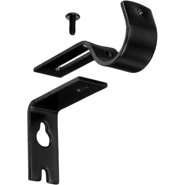 Amazon Basics Adjustable Curtain Rod Wall Bracket Hooks Set of 2 Silver NickelBlack