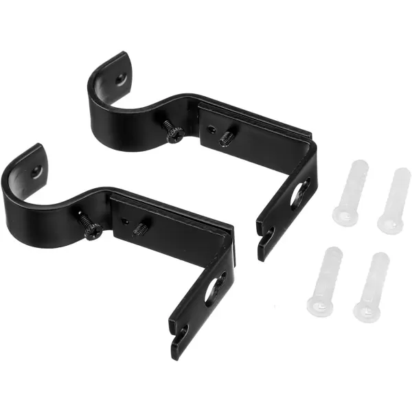 Amazon Basics Adjustable Curtain Rod Wall Bracket Hooks Set of 2 Silver NickelBlack