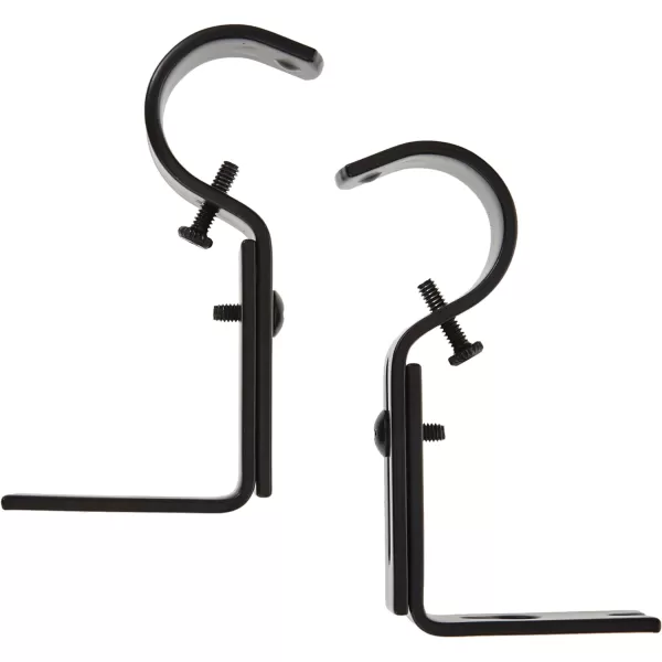 Amazon Basics Adjustable Curtain Rod Wall Bracket Hooks Set of 2 Silver NickelBlack
