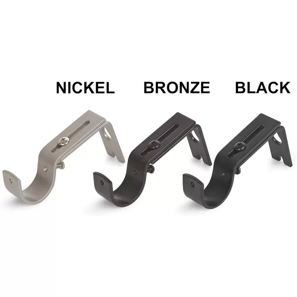 Amazon Basics Adjustable Curtain Rod Wall Bracket Hooks Set of 2 Silver NickelBlack