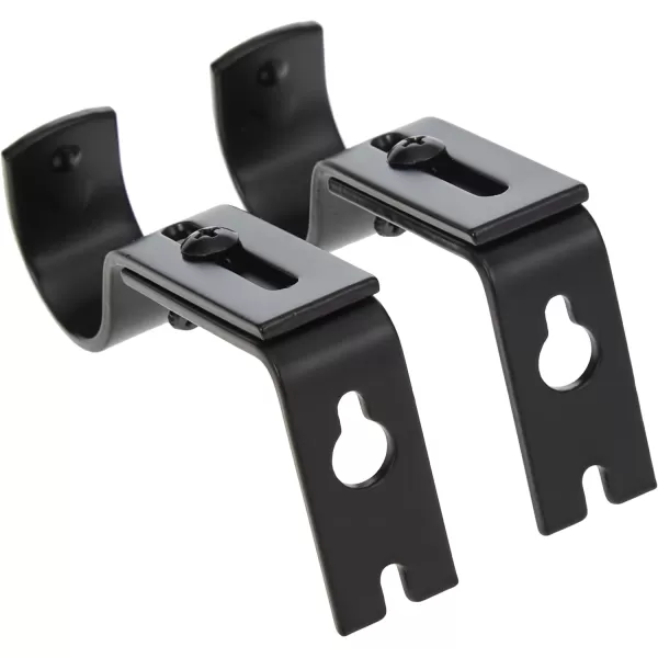 Amazon Basics Adjustable Curtain Rod Wall Bracket Hooks Set of 2 Silver NickelBlack
