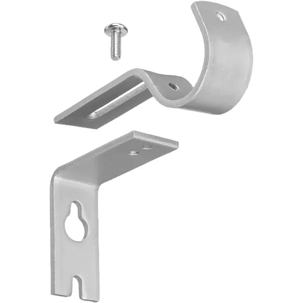 Amazon Basics Adjustable Curtain Rod Wall Bracket Hooks Set of 2 Silver NickelSilver Nickel