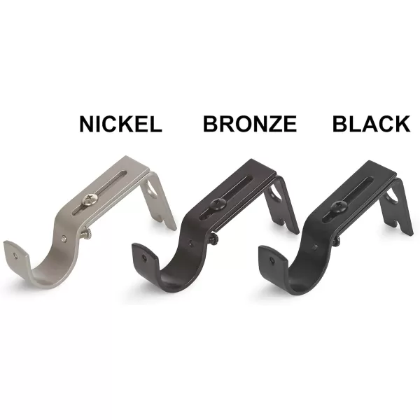 Amazon Basics Adjustable Curtain Rod Wall Bracket Hooks Set of 2 Silver NickelSilver Nickel