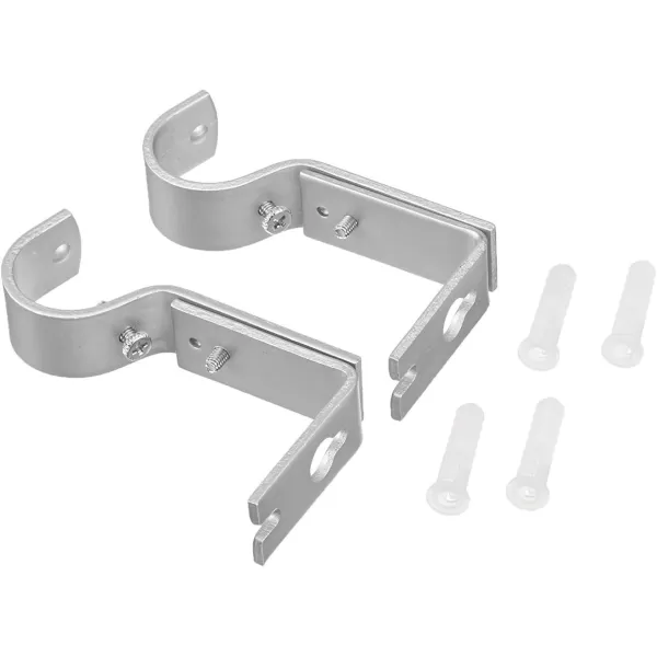 Amazon Basics Adjustable Curtain Rod Wall Bracket Hooks Set of 2 Silver NickelSilver Nickel