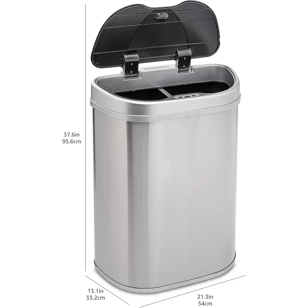 Amazon Basics Automatic HandsFree Stainless Steel DShaped Trash Can 70 litres 2 Bins2 Bins