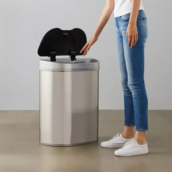 Amazon Basics Automatic HandsFree Stainless Steel DShaped Trash Can 70 litres 2 Bins2 Bins