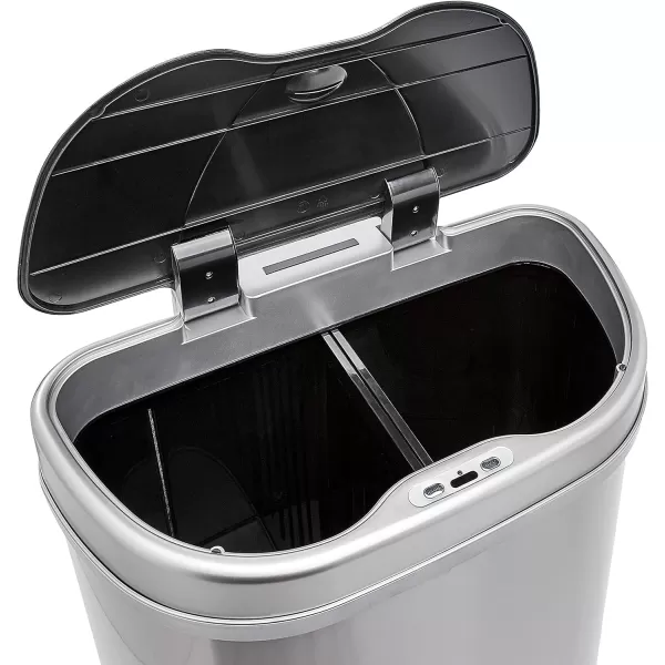 Amazon Basics Automatic HandsFree Stainless Steel DShaped Trash Can 70 litres 2 Bins2 Bins