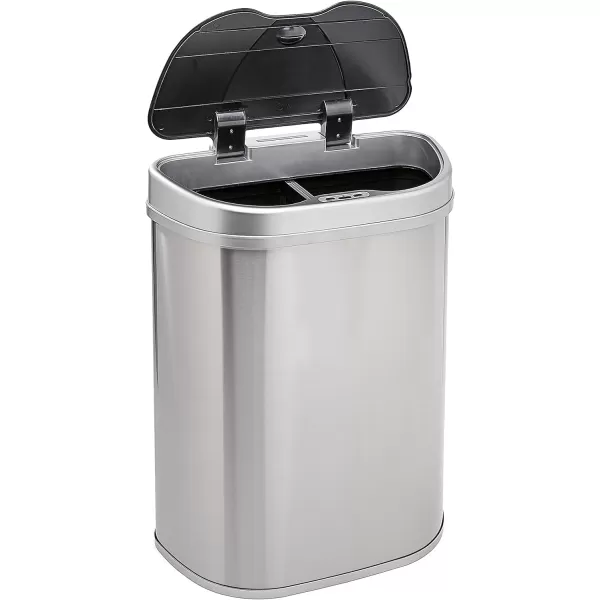 Amazon Basics Automatic HandsFree Stainless Steel DShaped Trash Can 70 litres 2 Bins2 Bins