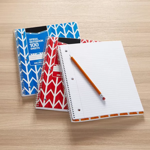 Amazon Basics College Ruled Wirebound Spiral Notebook 100 Sheet  5Pack Assorted Sunburst Pattern ColorsAssorted Lattice Pattern