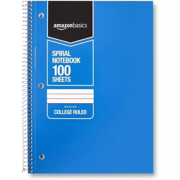 Amazon Basics College Ruled Wirebound Spiral Notebook 100 Sheet  5Pack Assorted Sunburst Pattern ColorsAssorted Solid