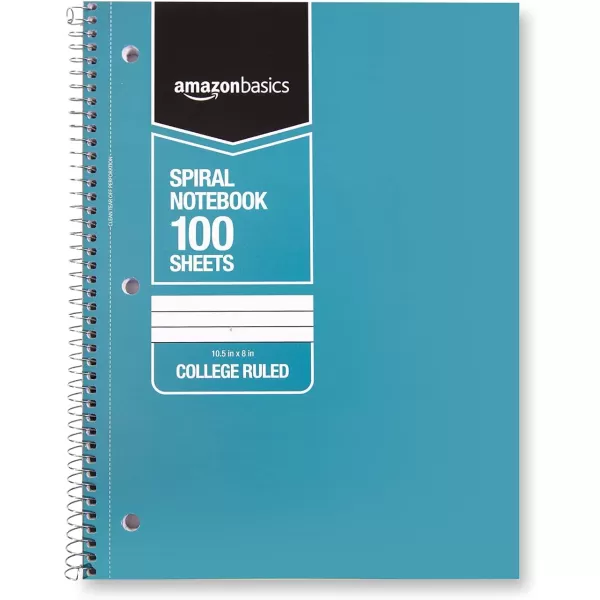 Amazon Basics College Ruled Wirebound Spiral Notebook 100 Sheet  5Pack Assorted Sunburst Pattern ColorsAssorted Solid