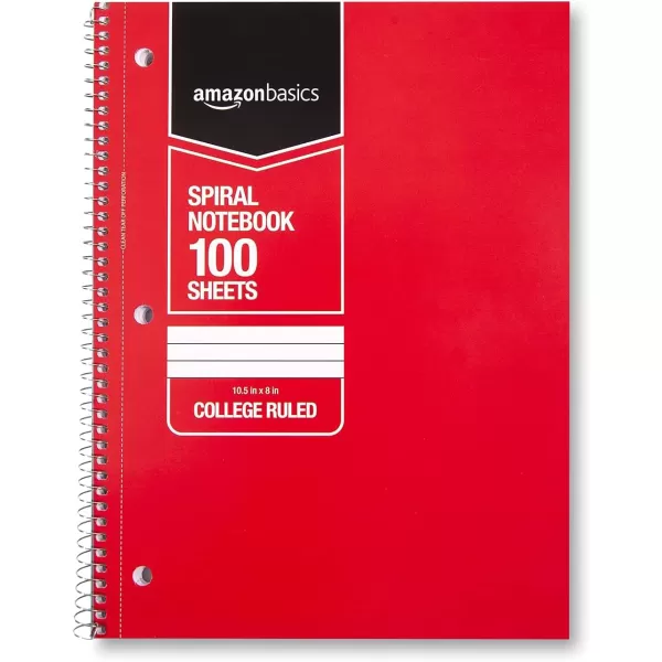 Amazon Basics College Ruled Wirebound Spiral Notebook 100 Sheet  5Pack Assorted Sunburst Pattern ColorsAssorted Solid