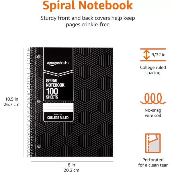 Amazon Basics College Ruled Wirebound Spiral Notebook 100 Sheet  5Pack Assorted Sunburst Pattern ColorsAssorted Sunburst Pattern