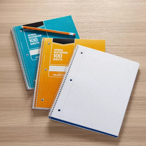 Amazon Basics College Ruled Wirebound Spiral Notebook 100 Sheet  5Pack Assorted Sunburst Pattern ColorsAssorted Sunburst Pattern