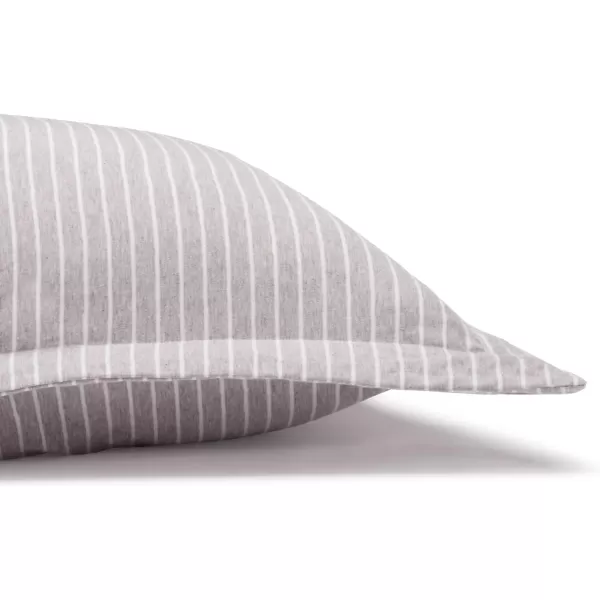 Amazon Basics Cotton Blend Jersey Knit Comforter Set FullQueen Gray StripeLight Gray Stripe
