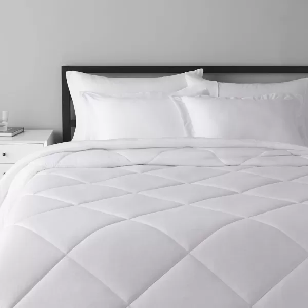 Amazon Basics Cotton Blend Jersey Knit Comforter Set FullQueen Gray StripeWhite
