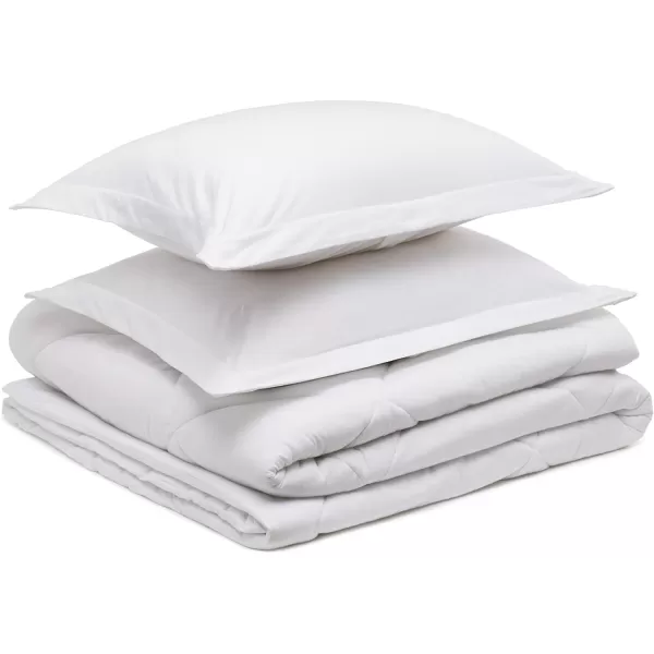 Amazon Basics Cotton Blend Jersey Knit Comforter Set FullQueen Gray StripeWhite